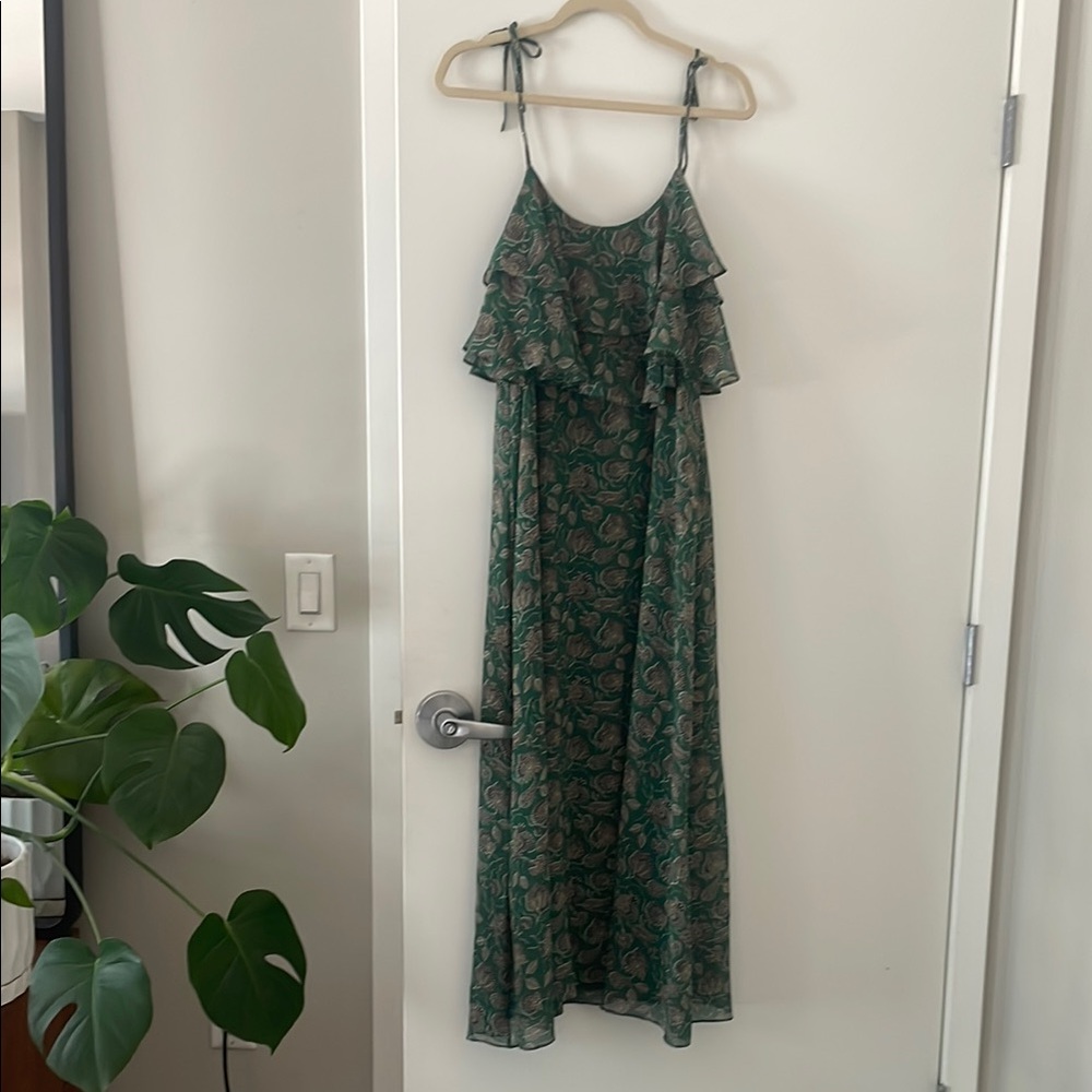 Rebecca Minkoff green floral maxi dress.
